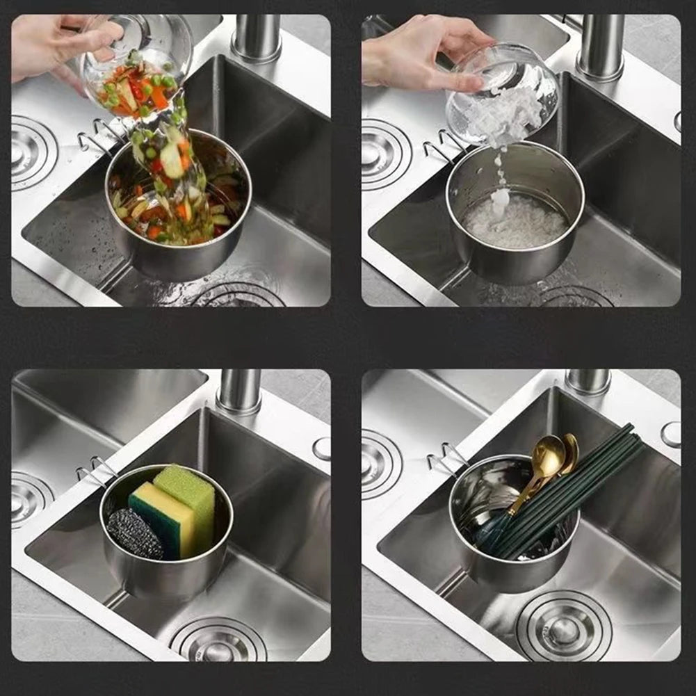 Stainless Steel Kitchen Sink Strainer Basket Hanging Kitchen Waste Filter Kitchen Vegetable Basin Drainer Kitchen Supplies