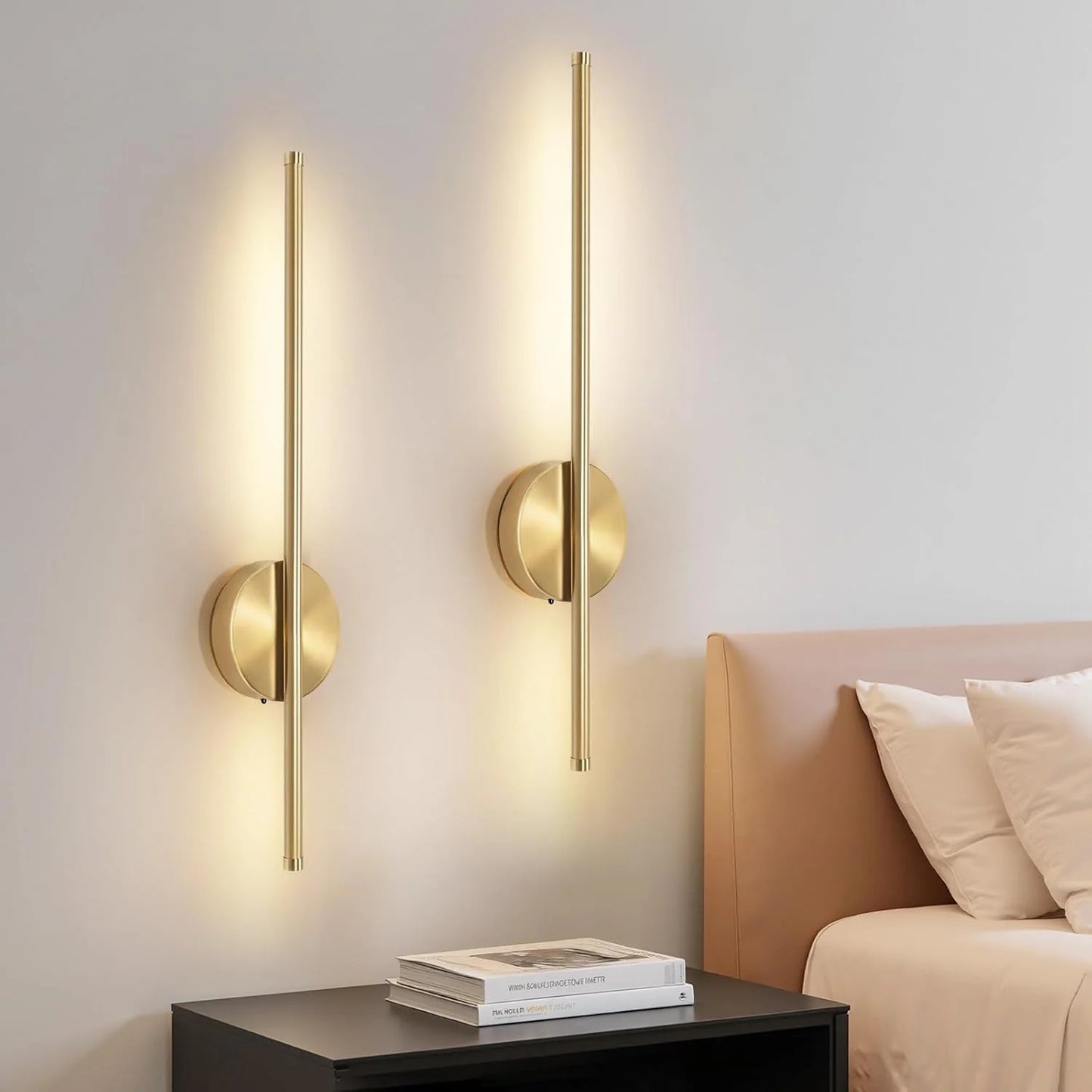 2 Pack Rechargeable Wall Light, Cordless Wall Mounted LED Light with Remote Control, Dimmable Decorative for Living Room