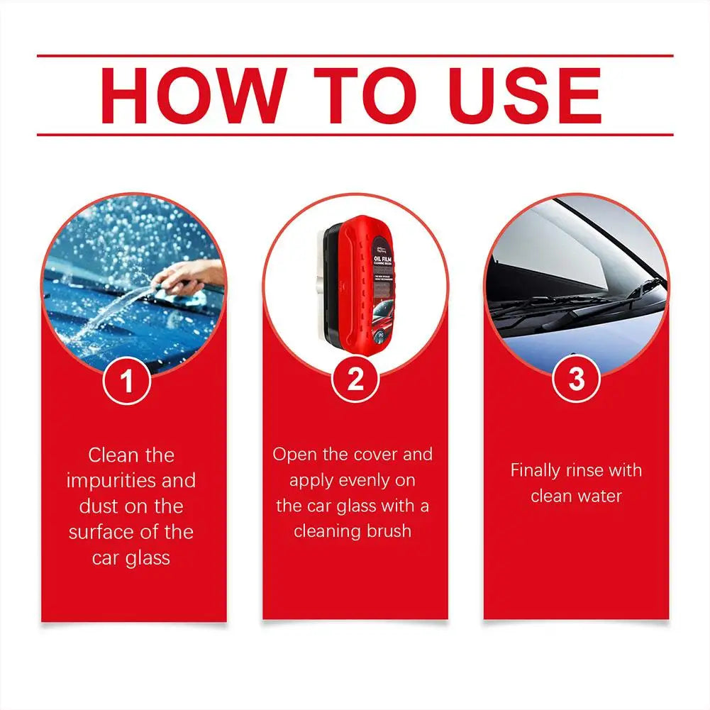 Car Glass Glossy Powerful Car Windshield Cleaner Oil Film Remover Car Window Glass Cleaner Removes Dirt Car Cleaning Brush