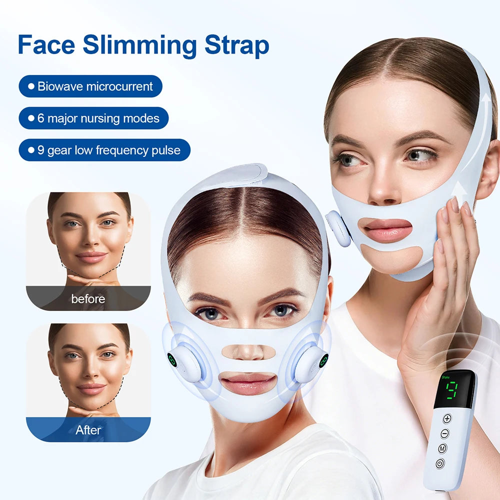 Electric Face Slimming Bandage V Line Chin Strap Facial Shaping Massager Edema Removal Mask V Line Lift Up Belt