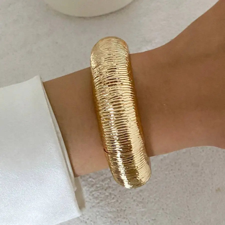IngeSight.Z Vintage Irregular Geometric Resin Wide Bangles Bracelet for Women Hip Hop Punk Chunky Metal Bangles Trendy Jewelry