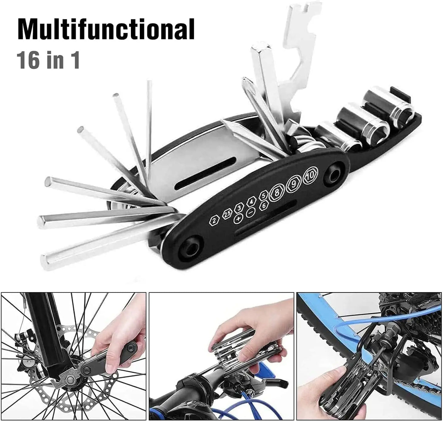 Multi Fuctional Tool 16 in 1 - Bike Tool Kit - Repair Kit for Bike, Mountainbike, E-Bike - Bicycle Mutli Set