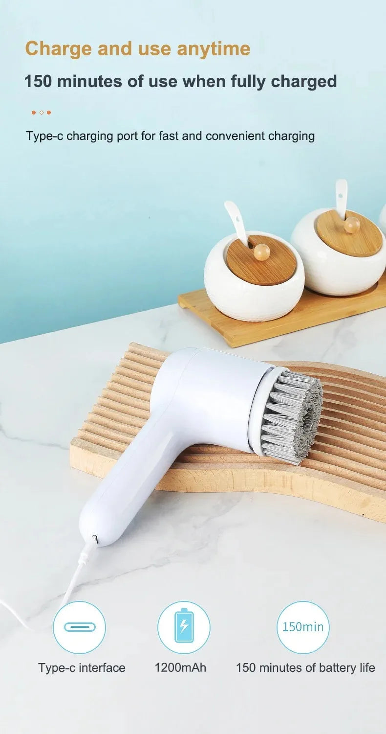 Electric Cleaning Brush Electric Spin Scrubber Bathroom Cordless Cleaning Brush Power Scrubber with 5 Replaceable Brush Heads
