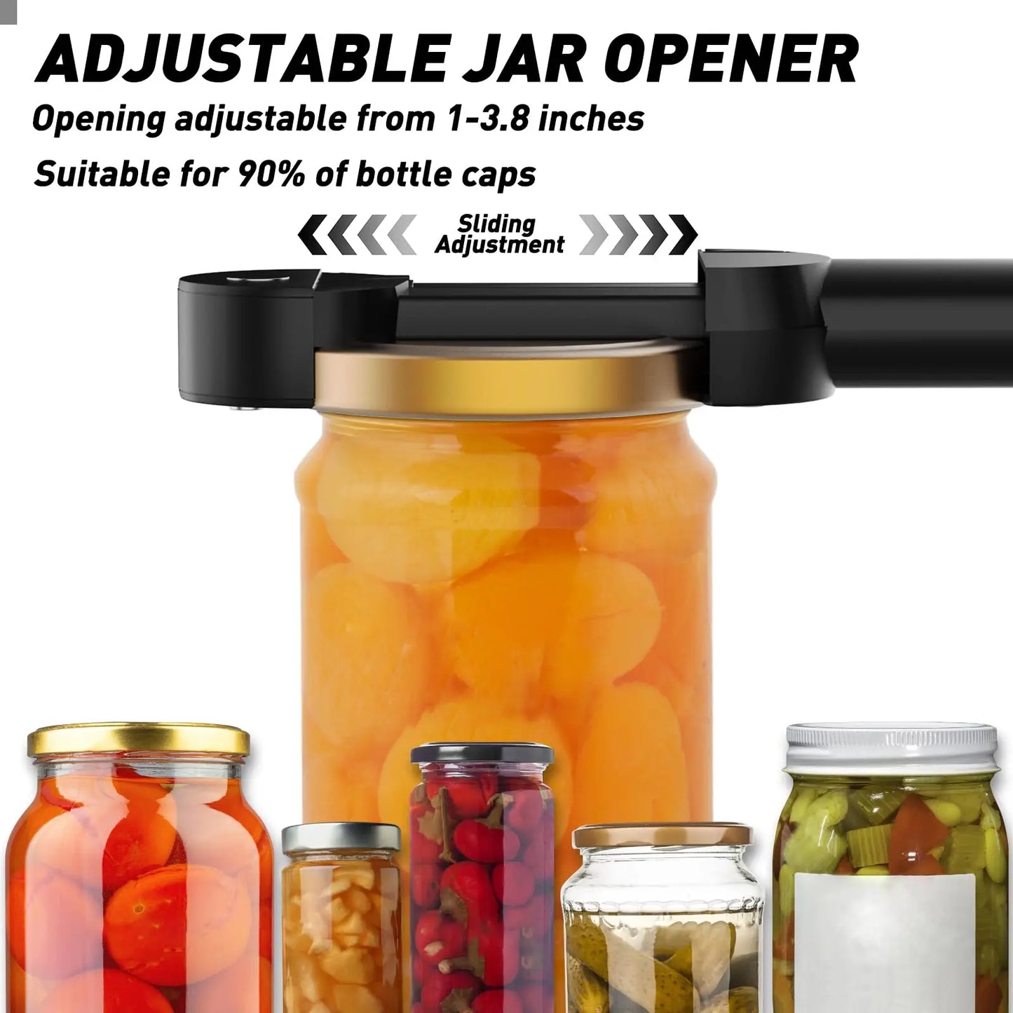 Jar Opener Bottle Opener Multifuction Retractable Magnetic Can Opener Kitchen Gadgets for Weak Hands and Seniors with Arthritis
