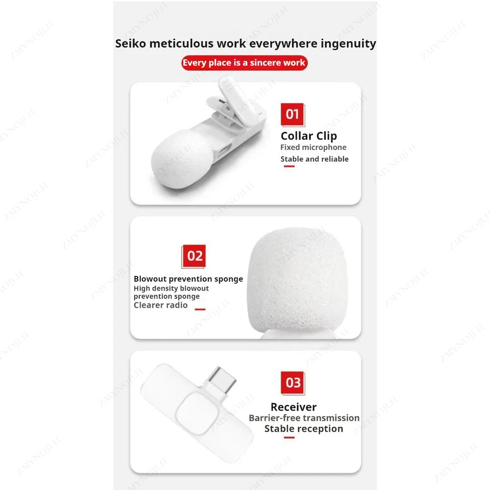 New Wireless Lavalier Microphone Portable Audio Video Recording Mini Microphone