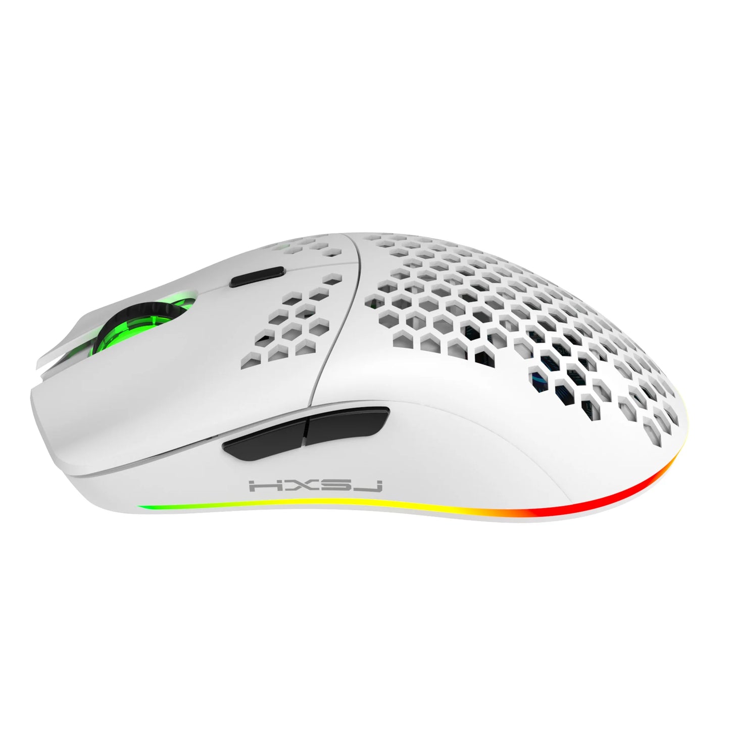 Wireless Mouse 2.4G with Built-in Rechargeable Battery, RGB Lighting, Honeycomb Design, Plug-and-Play USB