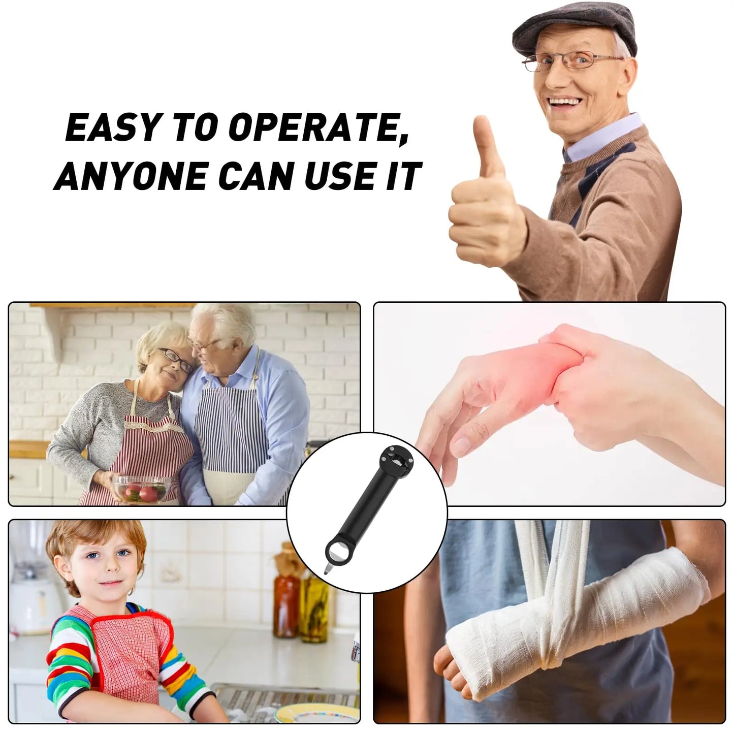 Jar Opener Bottle Opener Multifuction Retractable Magnetic Can Opener Kitchen Gadgets for Weak Hands and Seniors with Arthritis