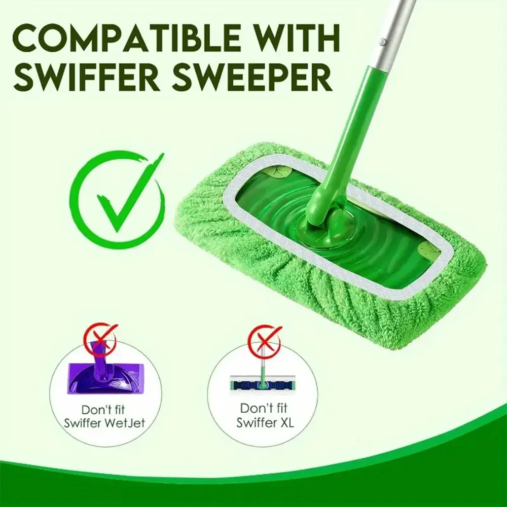 6Pcs Reusable Mop Replacement Pads: Washable, Durable and Highly Absorbent for Dry and Wet Cleaning.