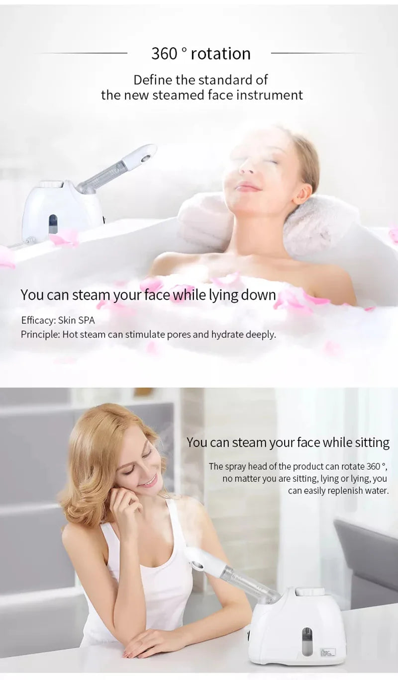 Ozone Facial Steamer Warm Mist Humidifier for Face Deep Cleaning  Home Spa Skin Care Whitening