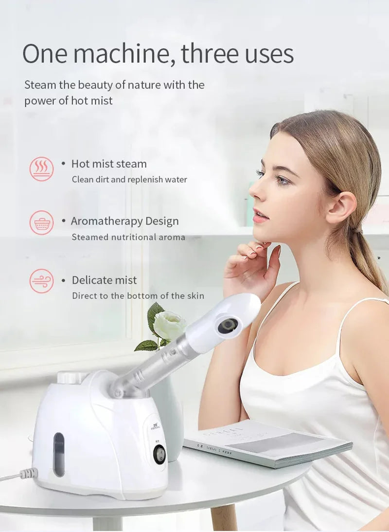 Ozone Facial Steamer Warm Mist Humidifier for Face Deep Cleaning  Home Spa Skin Care Whitening