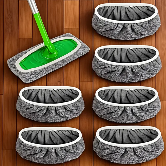 6Pcs Reusable Mop Replacement Pads: Washable, Durable and Highly Absorbent for Dry and Wet Cleaning.