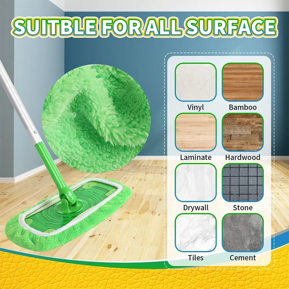 6Pcs Reusable Mop Replacement Pads: Washable, Durable and Highly Absorbent for Dry and Wet Cleaning.