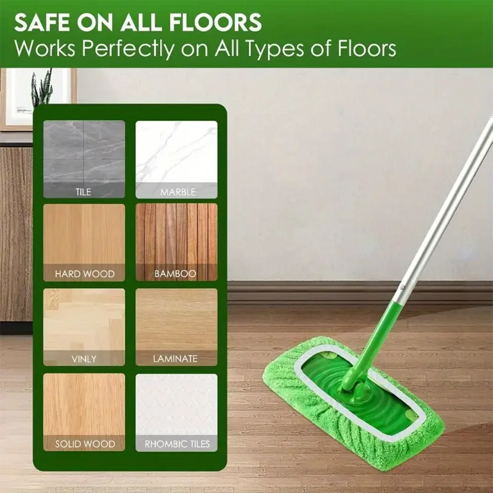 6Pcs Reusable Mop Replacement Pads: Washable, Durable and Highly Absorbent for Dry and Wet Cleaning.