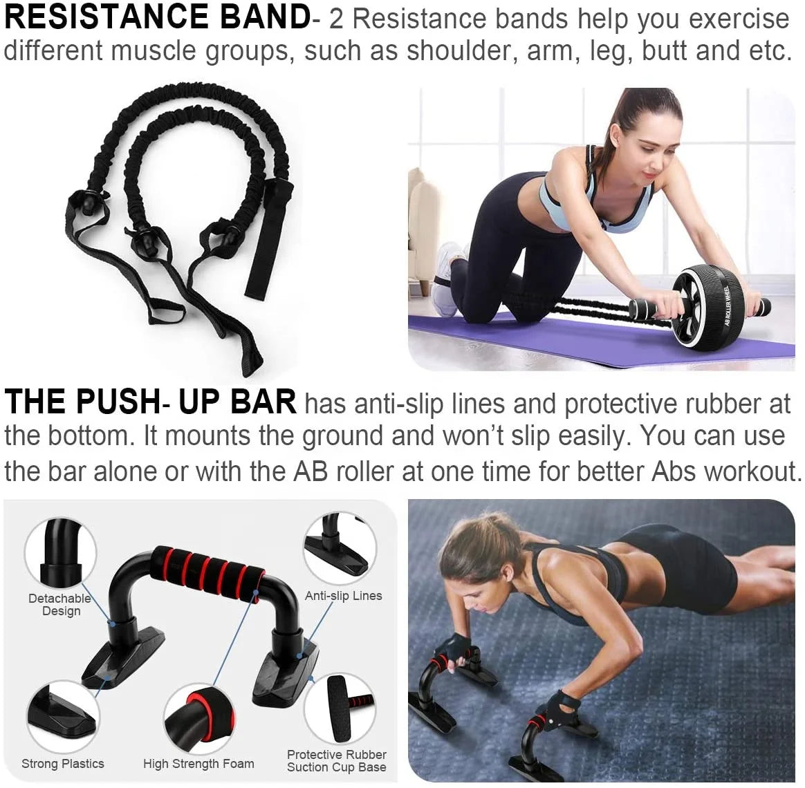 17-in-1 Home Gym Set Workout Fitness Equipment ABS Ab Wheel Roller and Exercise Mat Made of EVA and Plastic for Yoga Training