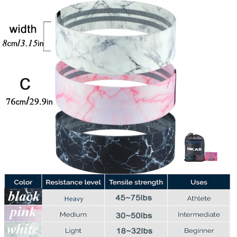 Hip Fitness Resistance Bands Exercise Workout Set Fabric Loop Yoga Booty Bands 3-Piece