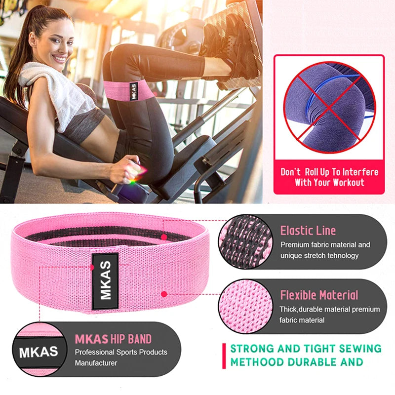Hip Fitness Resistance Bands Exercise Workout Set Fabric Loop Yoga Booty Bands 3-Piece