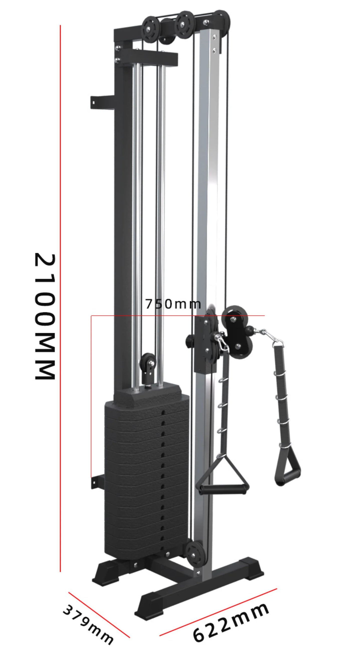Metal Fitness Station Pull Strength Low Row Single Cable Crossover 70kg Weight Stack Home Gym