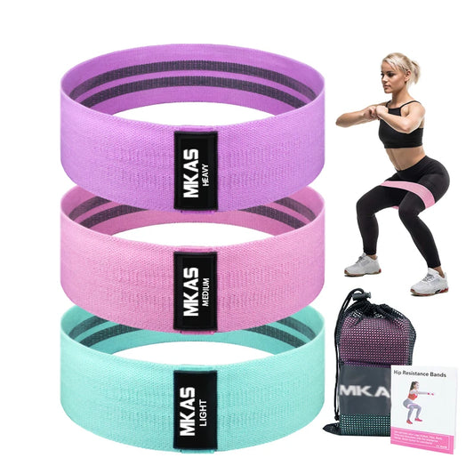 Hip Fitness Resistance Bands Exercise Workout Set Fabric Loop Yoga Booty Bands 3-Piece