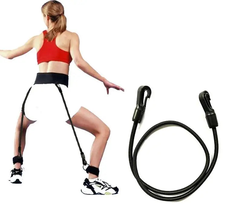 Resistance Band Fitness Bounce Trainer Pull Rope Football Tennis Running Jump Leg Strength Agility Black Training Strap