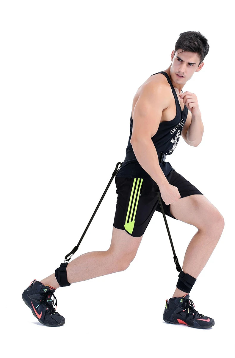Resistance Band Fitness Bounce Trainer Pull Rope Football Tennis Running Jump Leg Strength Agility Black Training Strap