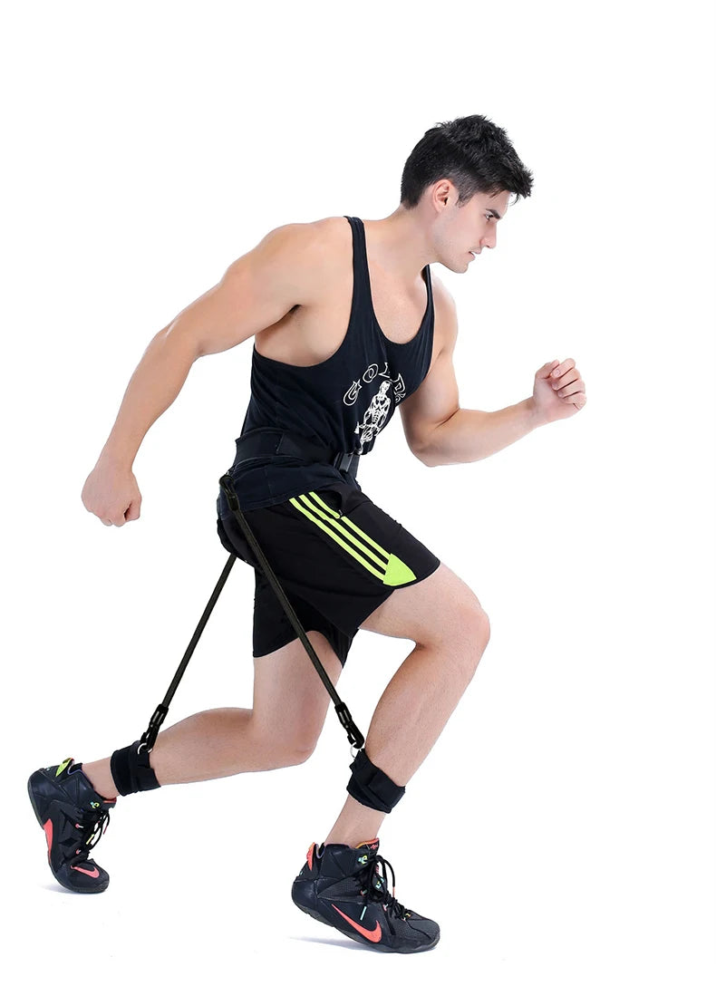 Resistance Band Fitness Bounce Trainer Pull Rope Football Tennis Running Jump Leg Strength Agility Black Training Strap