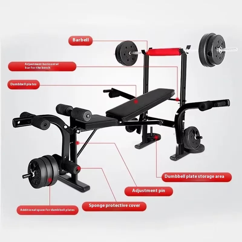 Adjustable Portable Excel Weight Bench with Dumbbell Barbell Rack