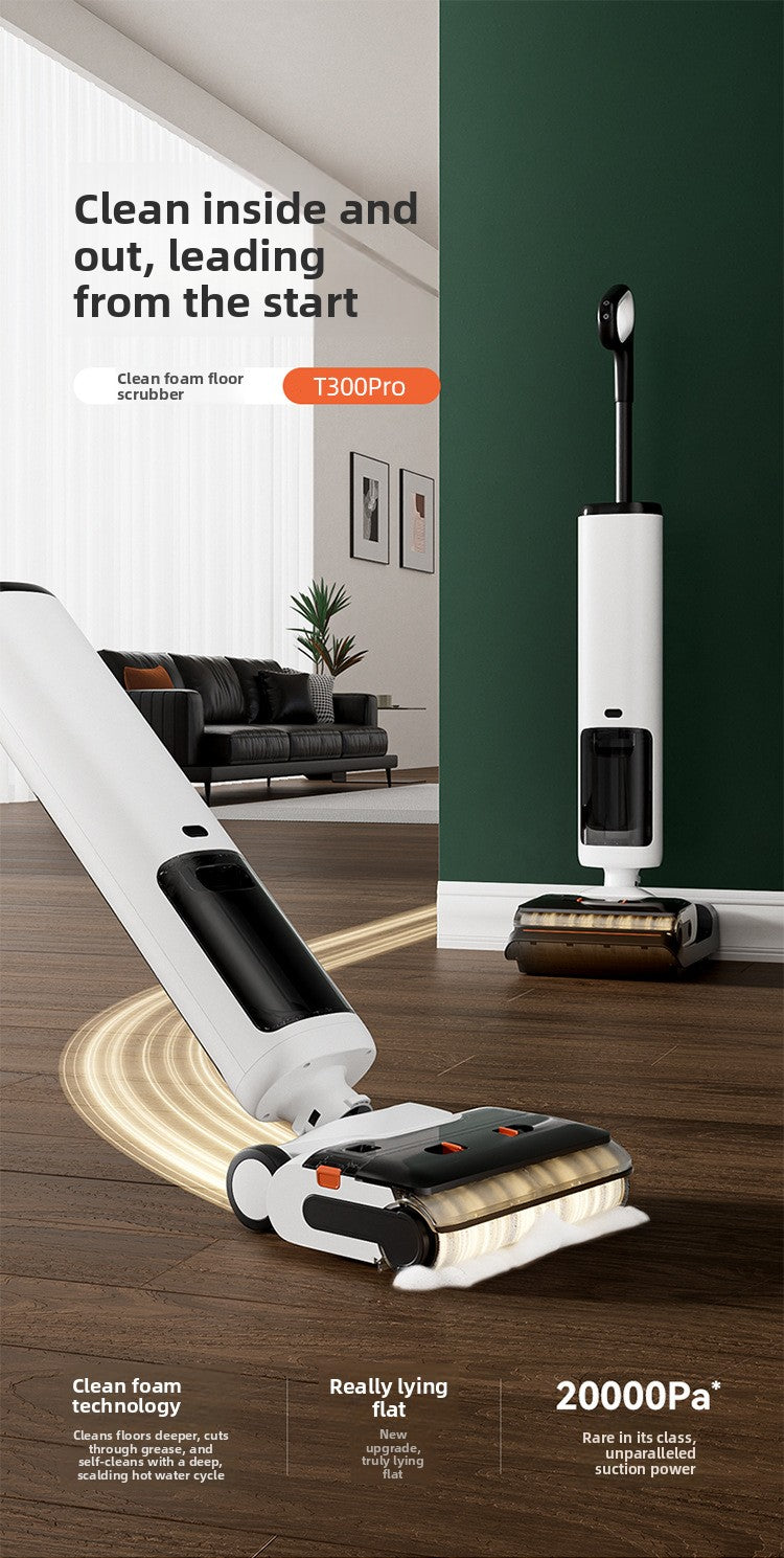 Cordless Houseuse Floor Washer (Wash, Mop, & Vacuum 3-in-1) – 180° Lay-Flat Design, High Suction, Foam Cleaning