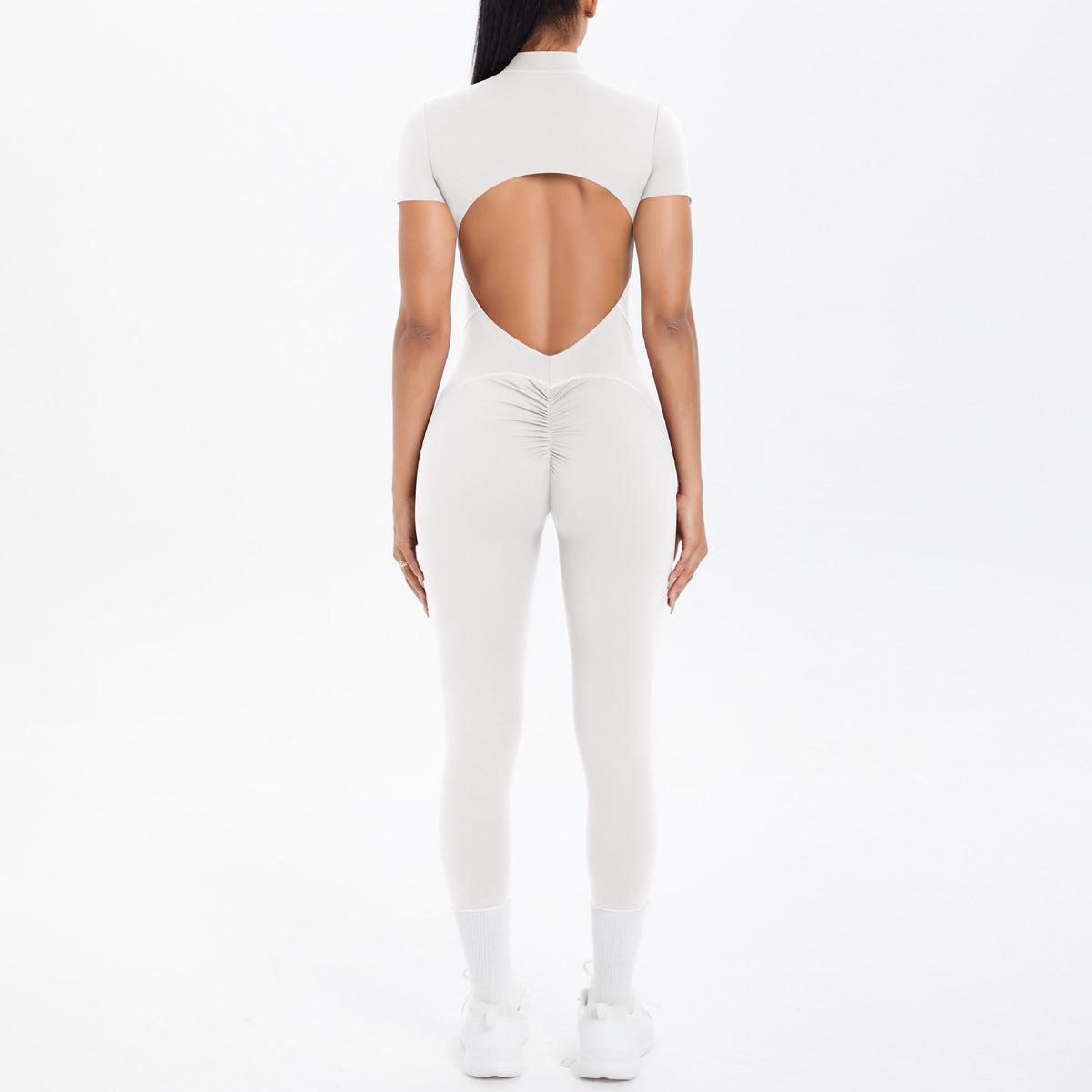 Sexy Backless Bodycon Scrunch Jumpsuit Raises Butt Women Dance Fitness Overalls Push Up