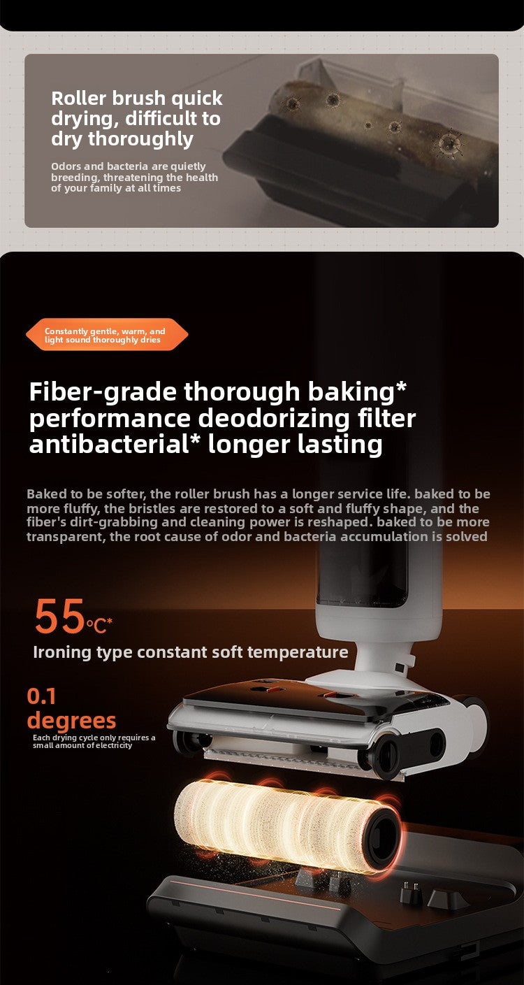 Cordless Houseuse Floor Washer (Wash, Mop, & Vacuum 3-in-1) – 180° Lay-Flat Design, High Suction, Foam Cleaning