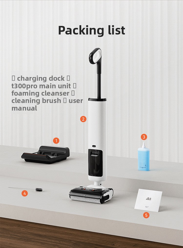 Cordless Houseuse Floor Washer (Wash, Mop, & Vacuum 3-in-1) – 180° Lay-Flat Design, High Suction, Foam Cleaning