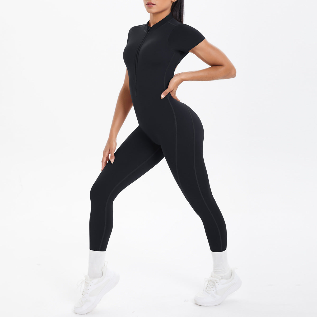 Sexy Backless Bodycon Scrunch Jumpsuit Raises Butt Women Dance Fitness Overalls Push Up