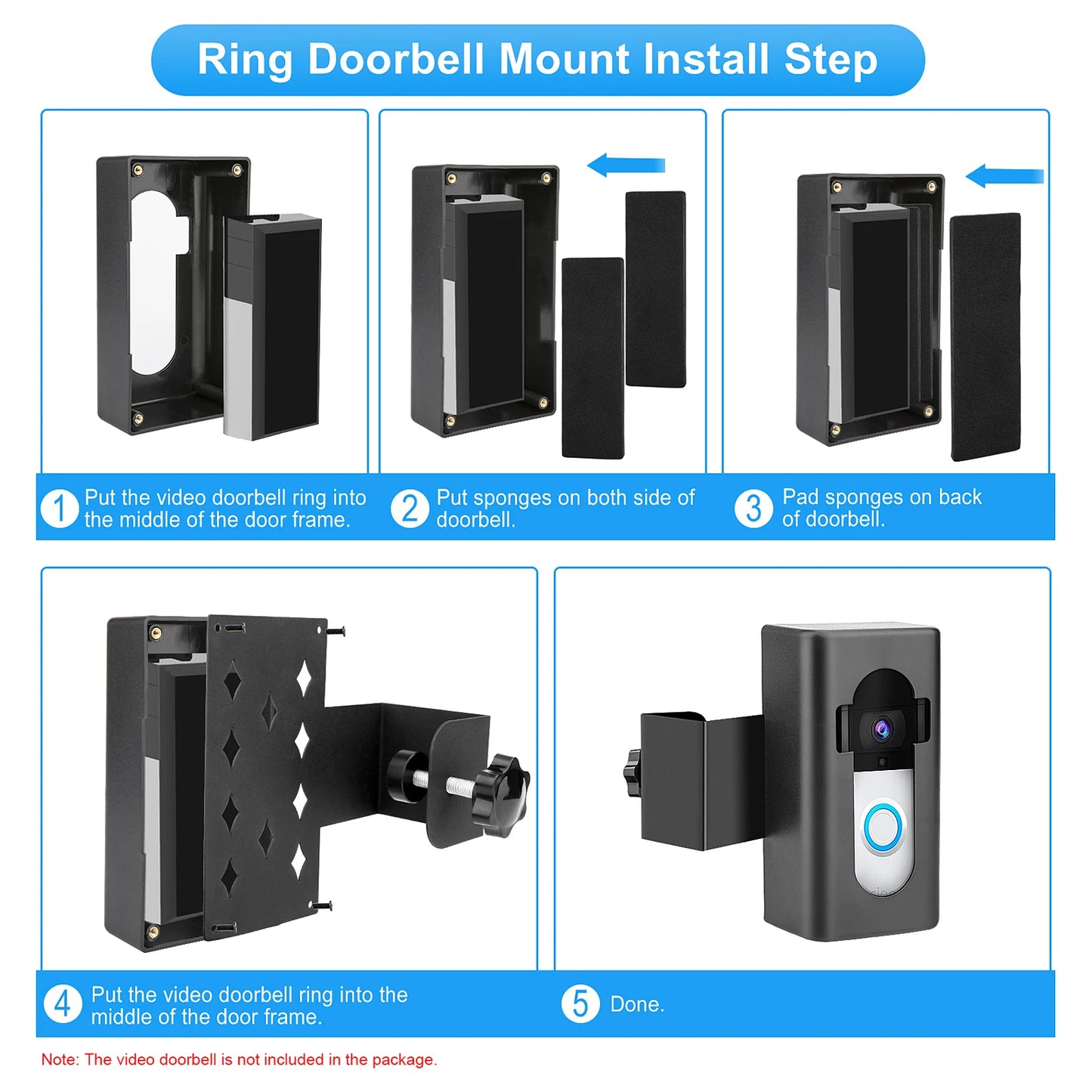 The anti-theft doorbell installation base video doorbell is easy to install without drills and is suitable for dormitories