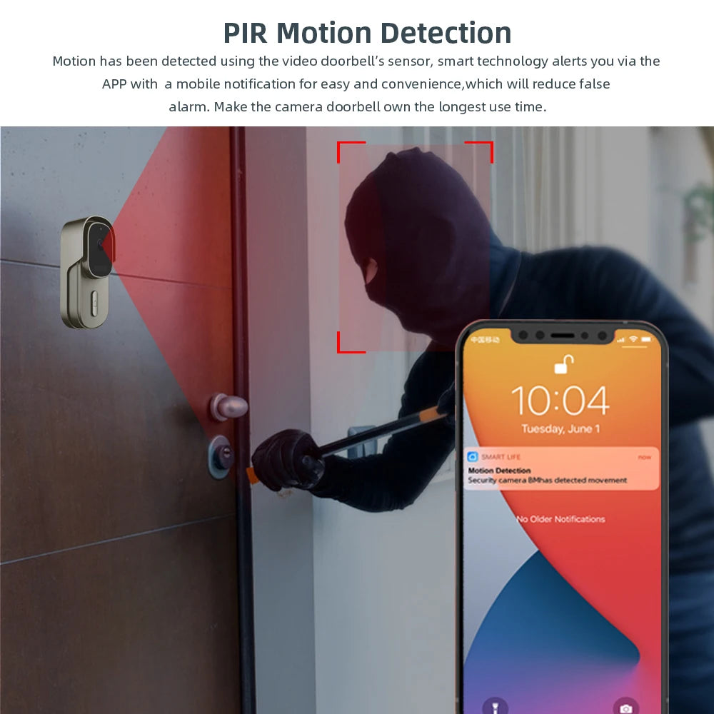 Tuya Video Doorbell WiFi Wireless Door Bell DC AC Battery Powered 1080P 2MP Waterproof