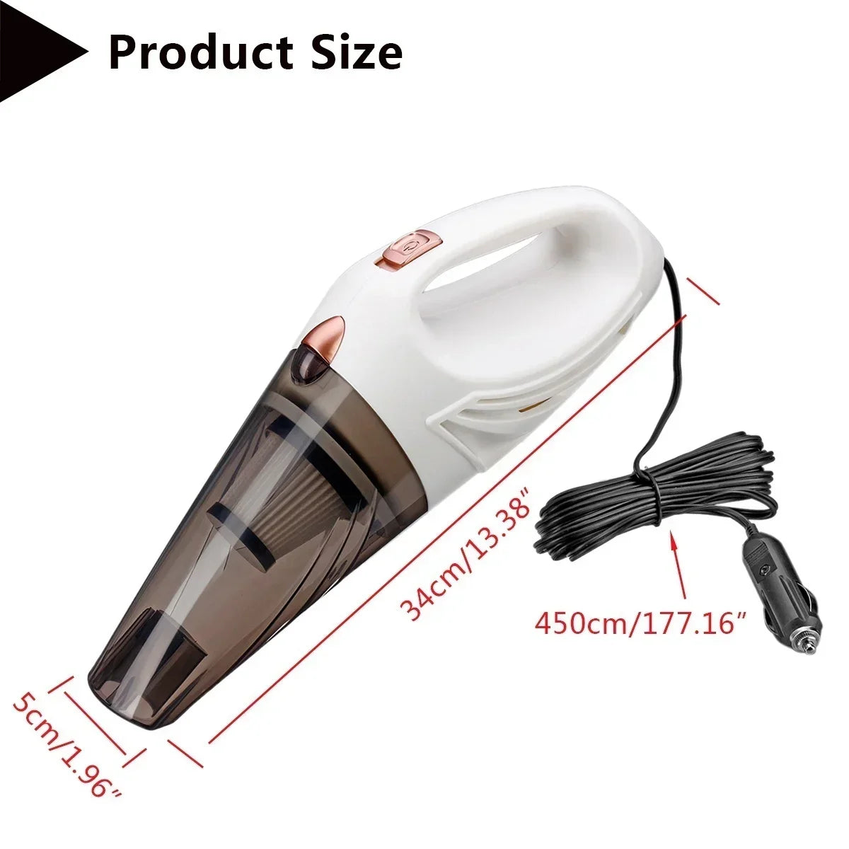 12V Portable Car Vacuum Cleaner Handheld Wet Dry Powerful Suction Auto Cleaning Cordless Rechargeable for Vehicle Detailing