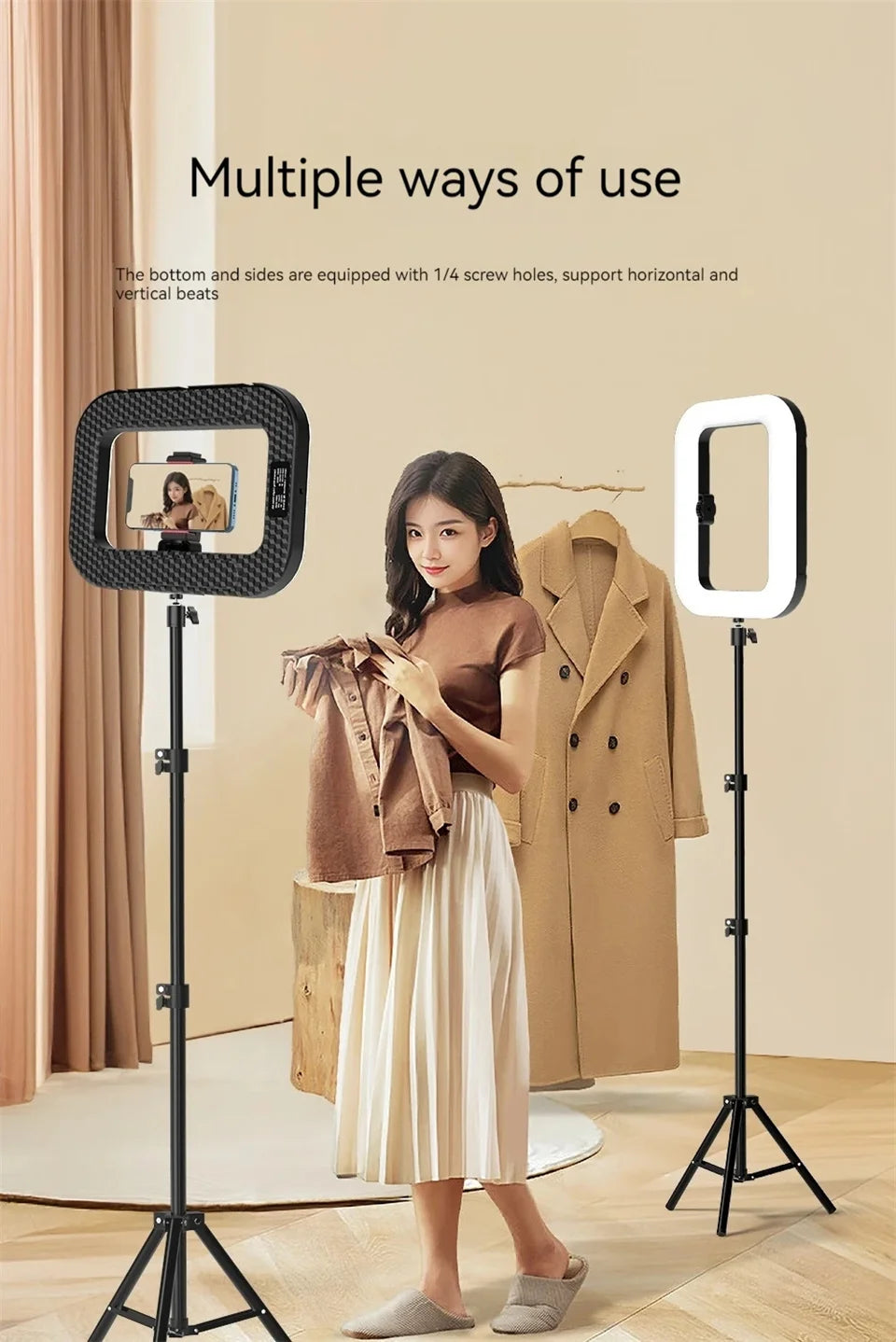 FANGTUOSI New Handheld Ring LED Rechargeable Fill light Portable Mobile Phone Live Photography Desktop Rabbit Cage Selfie Light
