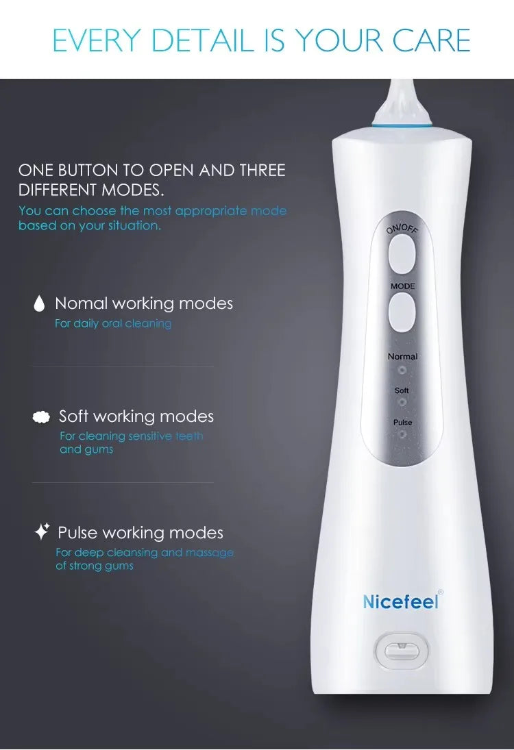 Cordless Teeth cleaning Water Dental Flosser Travel Oral Irrigator USB Rechargeable IPX7 Mouth Washing Machine Tooth Cleaner