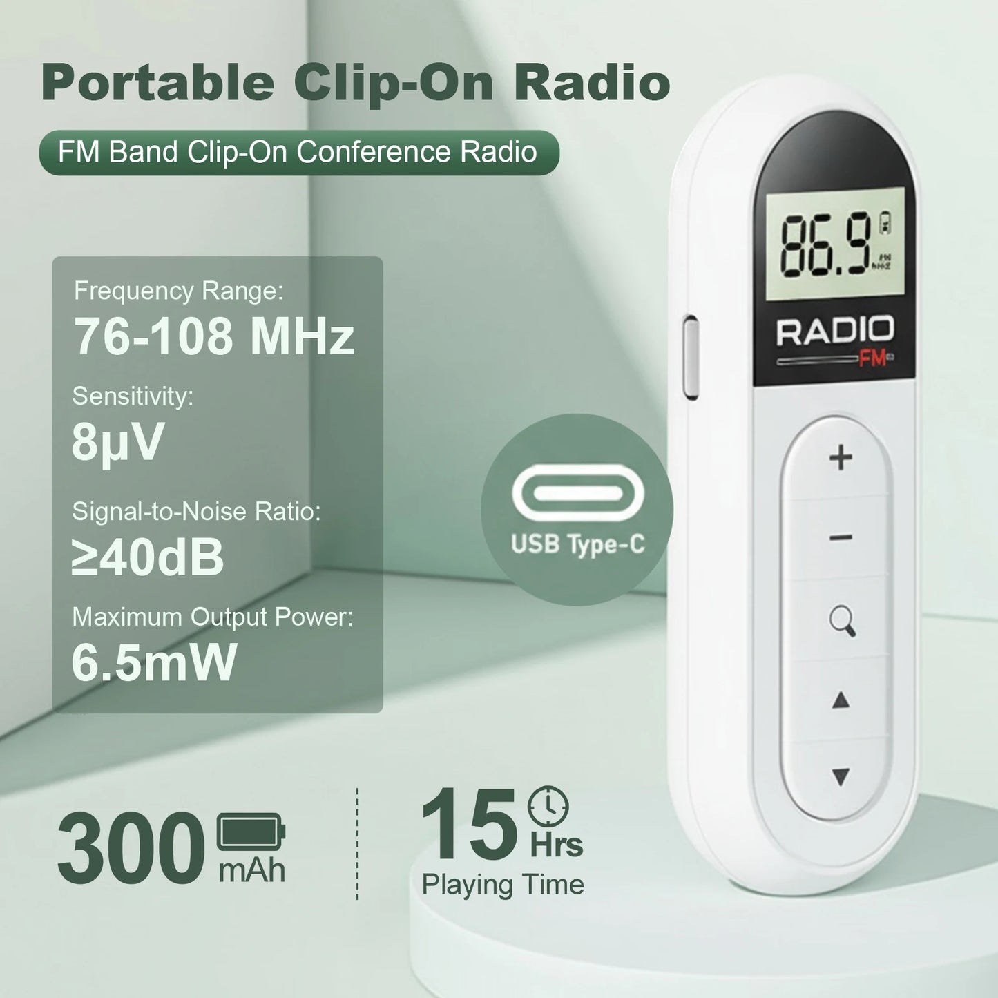 Portable FM Radio with Digital Tuning LCD Display Digital Radio with Headphones and Belt Clip for Gym Jogging Walking Camping