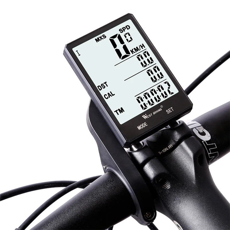 WEST BIKING Bike Compuer Stopwatch IPX6 Waterproof 2.8In Cycling Speedometer Wireless Multifuction 2 Backlight Modes Odometer