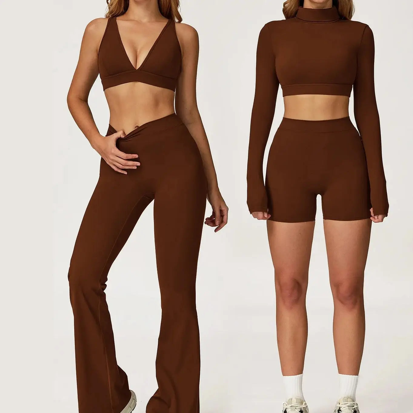 Yoga Set 2 Pieces Gym Clothes Yoga Outfits For Women Tracksuits Workout Long Sleeved Fitness Set Sport Bra Crop Top Gym Leggings