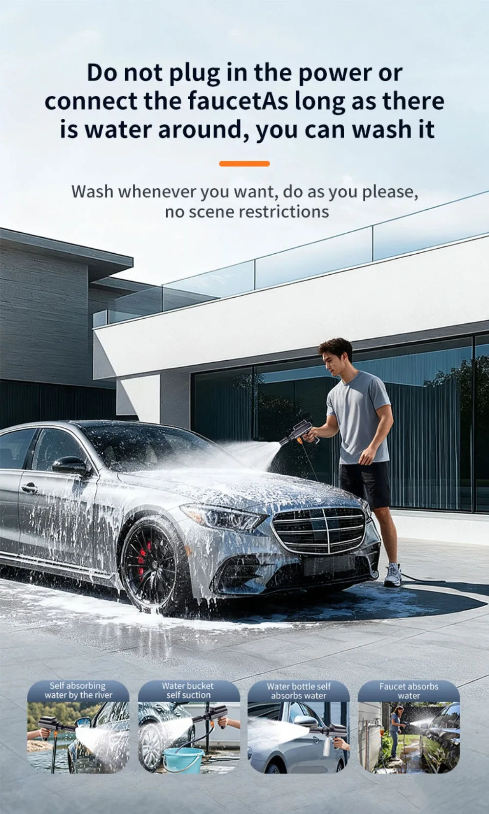 Car Washing Machine Water Gun High Pressure Household Folding Mini Wireless Electric New Supercharging Artifact Rechargeab