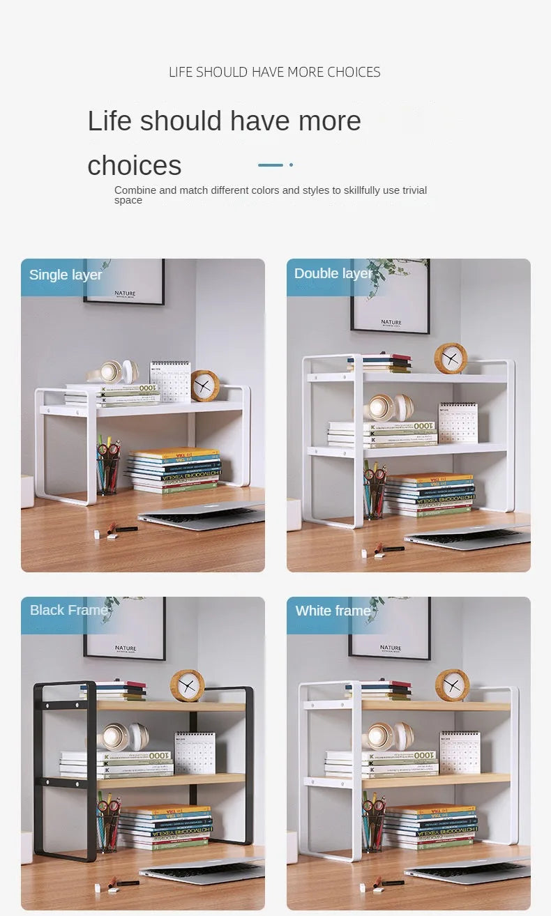 Shelf Desktop Storage  Bookshelf Student Desk Shelves Racks Office Computer Desk Tiered Cabinet Home Storage Holders Organizer