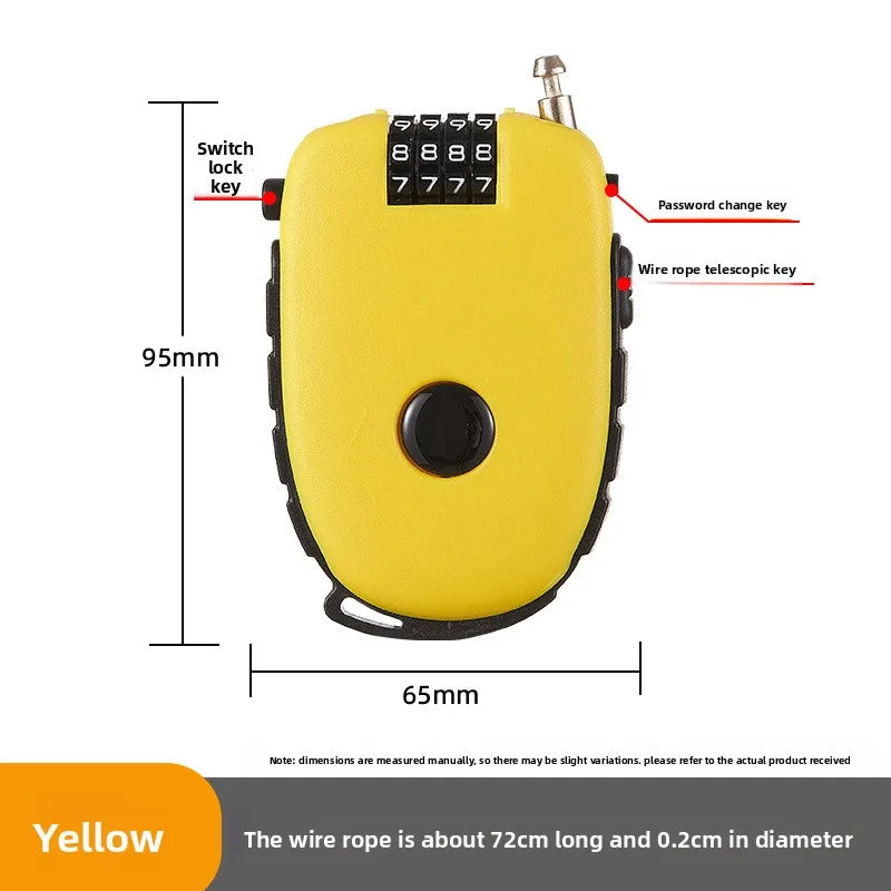 Portable Steel Wire Lock, Stretchable Steel Wire Helmet Lock, Baby Car Lock, Portable Treasure Ruyi Steel Wire Portable Lock