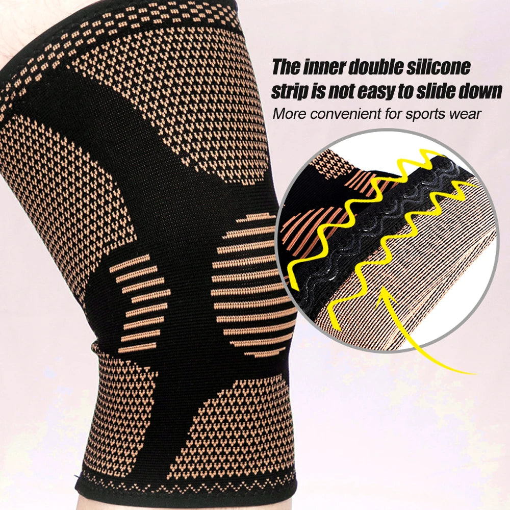 2Pcs Copper Knee Brace for Knee Pain - Copper Knee Compression Sleeves - Knee Pads for Sports,Meniscus Tear,ACL,Arthritis,Joint