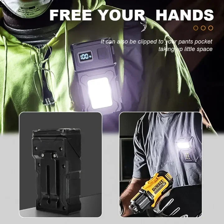 Portable LED COB Flashlight Rechargable Lantern Portable Side COB Torch with Hat Clip Torch for Outdoor Camping Emergency Lamp