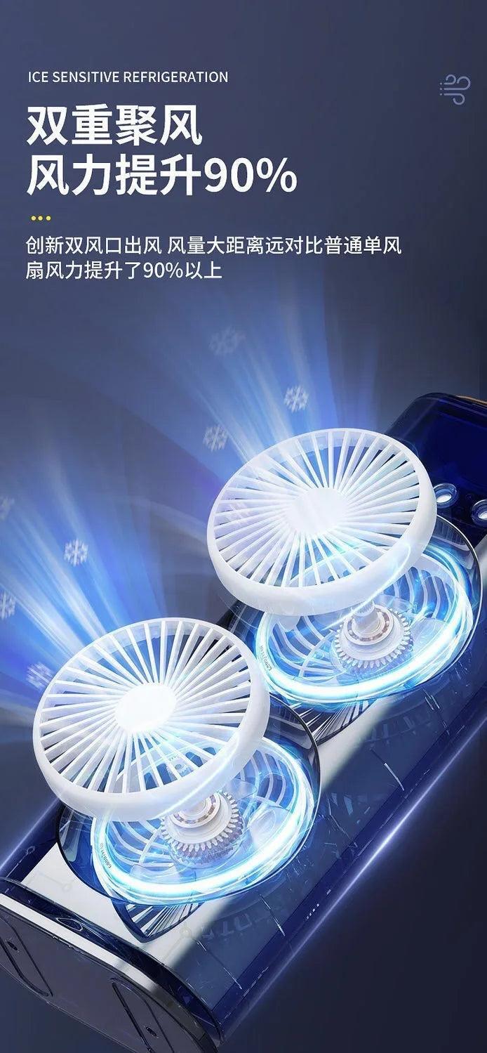 Household Appliances Refrigeration Mini Fan Desktop Shake-head Dual Fan Three-hole Ice Fog Cooler Double-head Charging Office