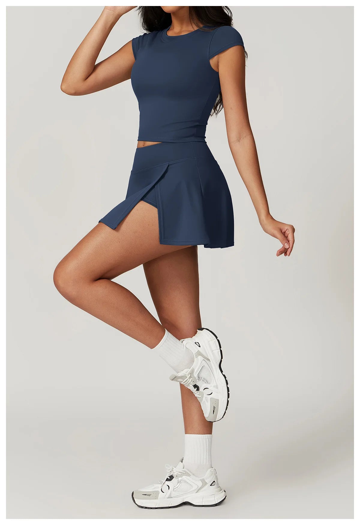 Tight Tennis Skirt Set Yoga Clothing Anti-Shine Bottom Pants Set Quick Dry High Waisted Hip Lifting Running Fitness Exercise Set