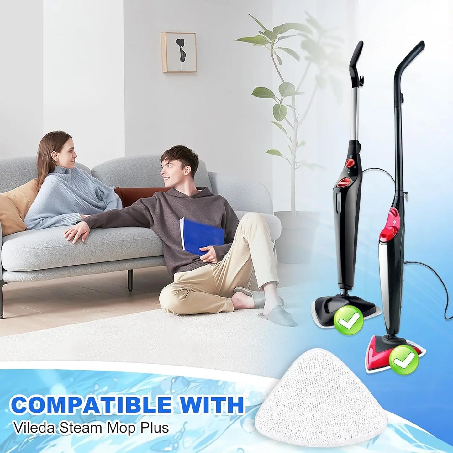 Steam Mop Pads for Vileda Steam Mop Plus and Vileda Steam Mop, Replacement Vileda Steam Mop Refill Pads, Microfibre Pad