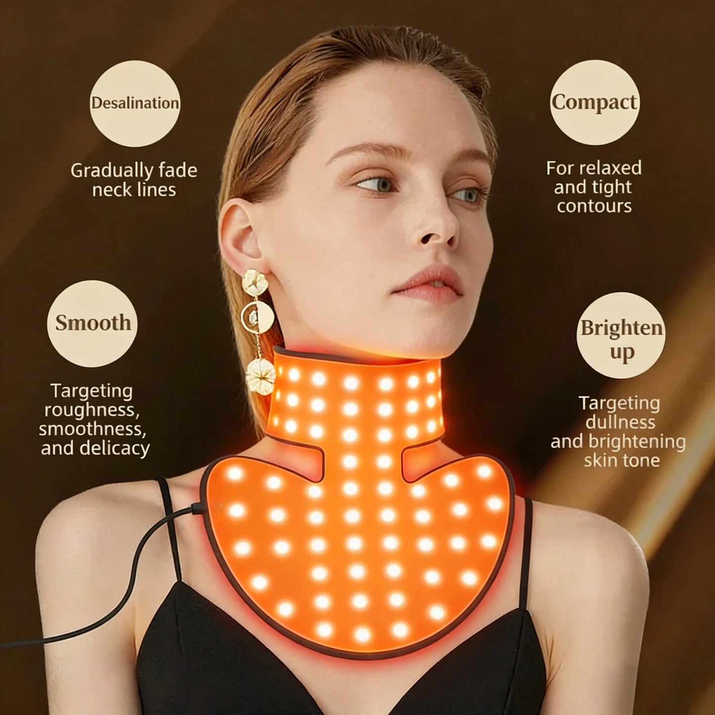 LED Neck Beauty Device Photon Mask With 4 Color Light Waves