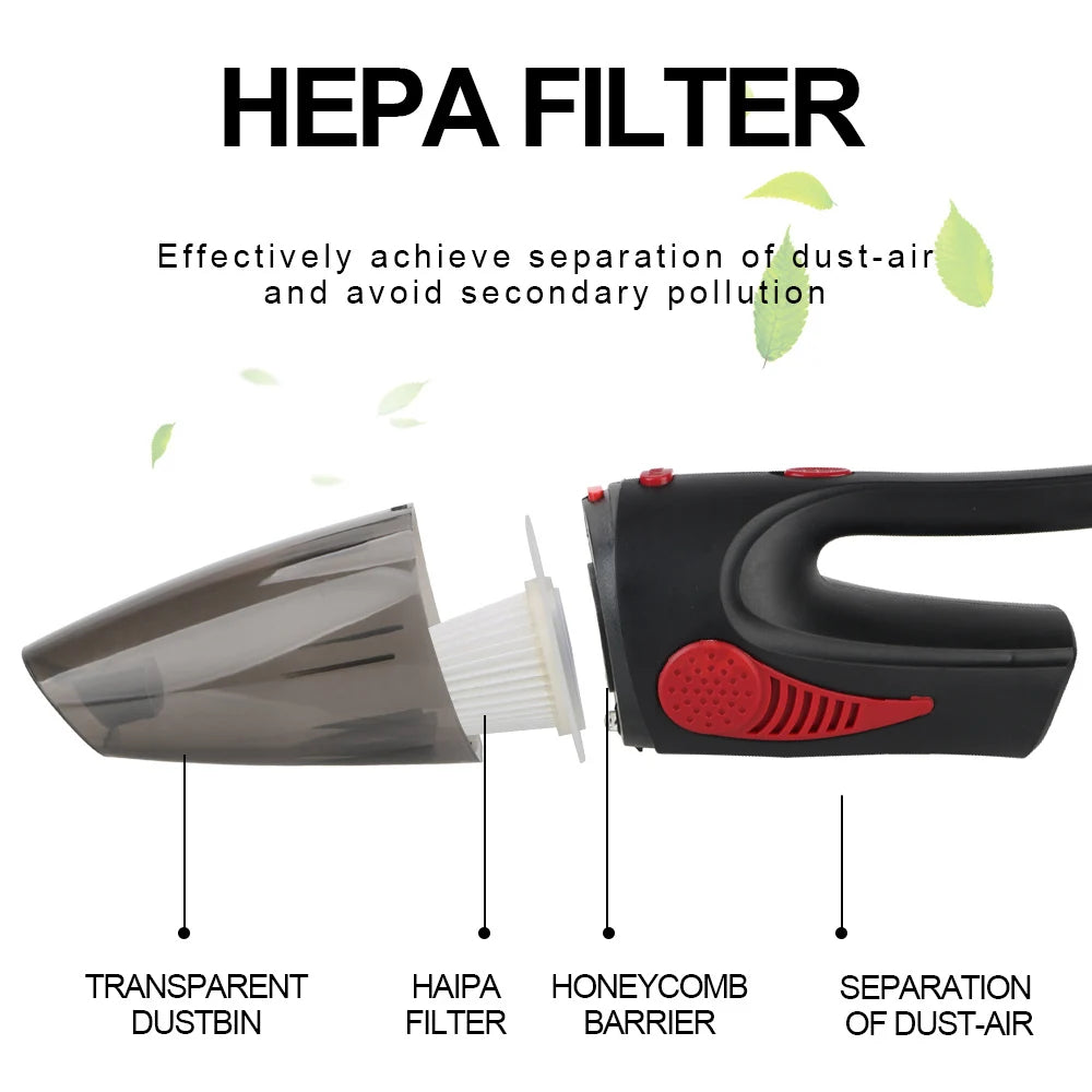 Cordless/Car Plug Cleaner Handheld Car Vacuum Car Cleaning Tool 120W 12V 5000PA