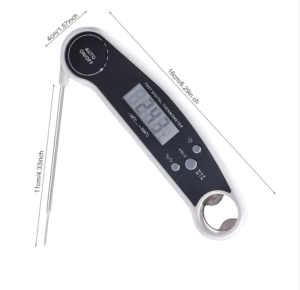 Multifuction Digital Thermometer with Foldable Probe for Cooking Food and Meat Waterproof & Instant Read for Kitchen Baking BBQ、